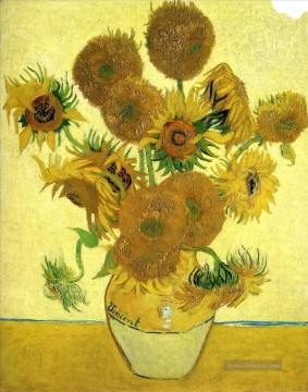  blumen - Stillleben Vase mit fünfzehn Sonnenblumen Vincent van Gogh impressionistische Blumen